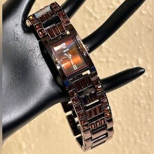 Relic Copper-tone and Deep Orange Rhinestone Bracelet Watch